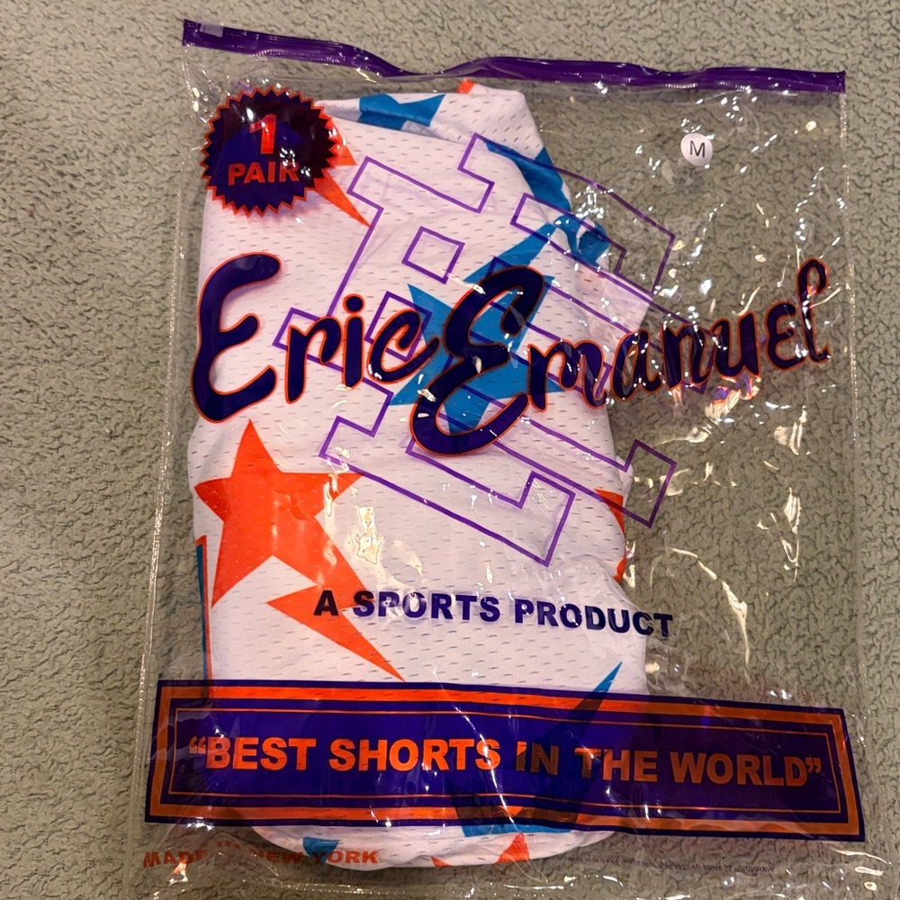 NEW Eric Emanuel x Bape Men’s 1:1 White Mesh Athletic Shorts sz Medium - Picture 7 of 7